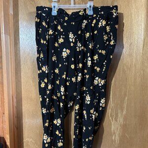 Floral Black Women's Pants